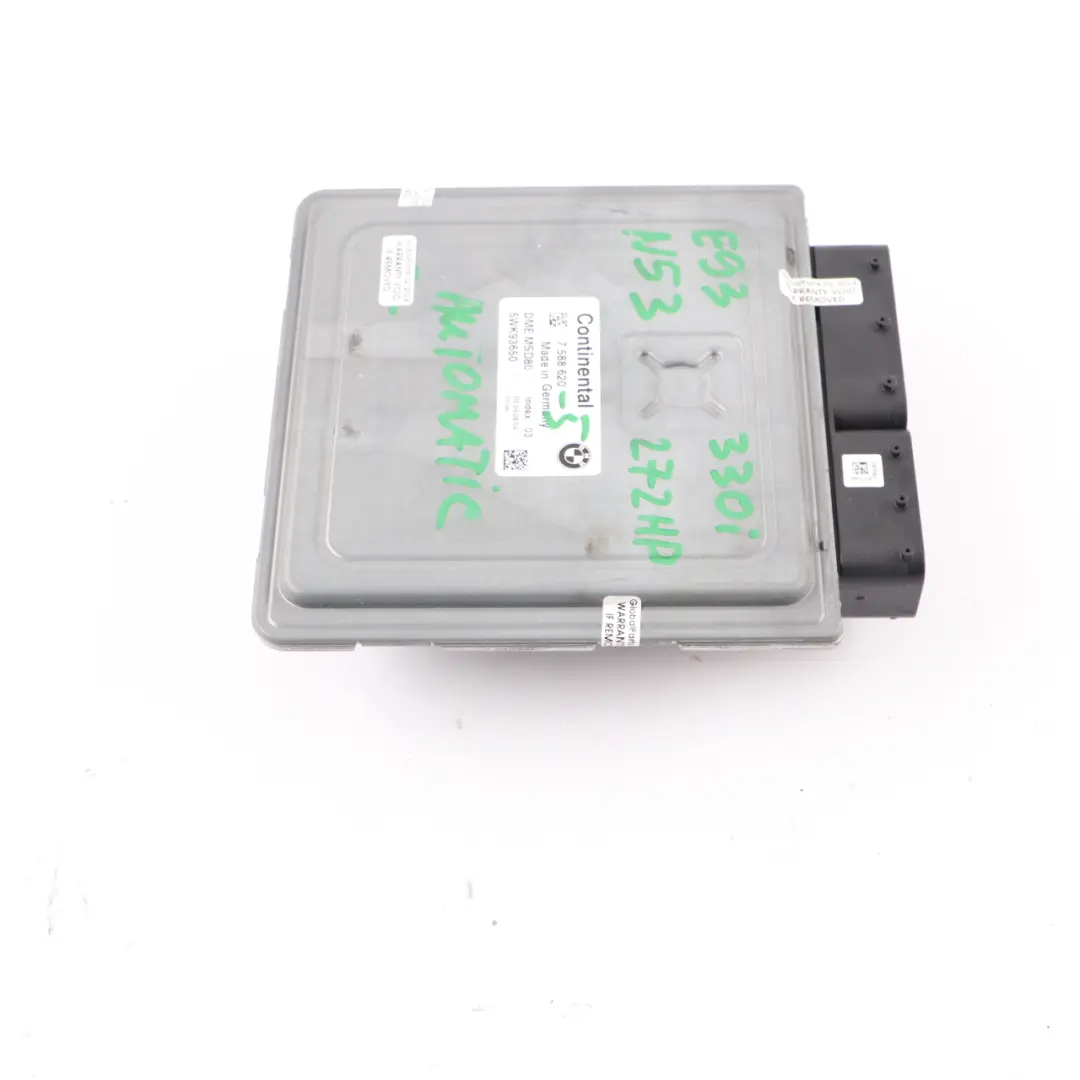N53 272HP ECU Engine Control Module DME Automatic to BMW E60 E90 330i 530i with Part number 7588620 BMW E60 E90 330i 530i N53 272HP ECU Engine Control Module DME Automatic - SKU 7588620-5 - Part number 7588620