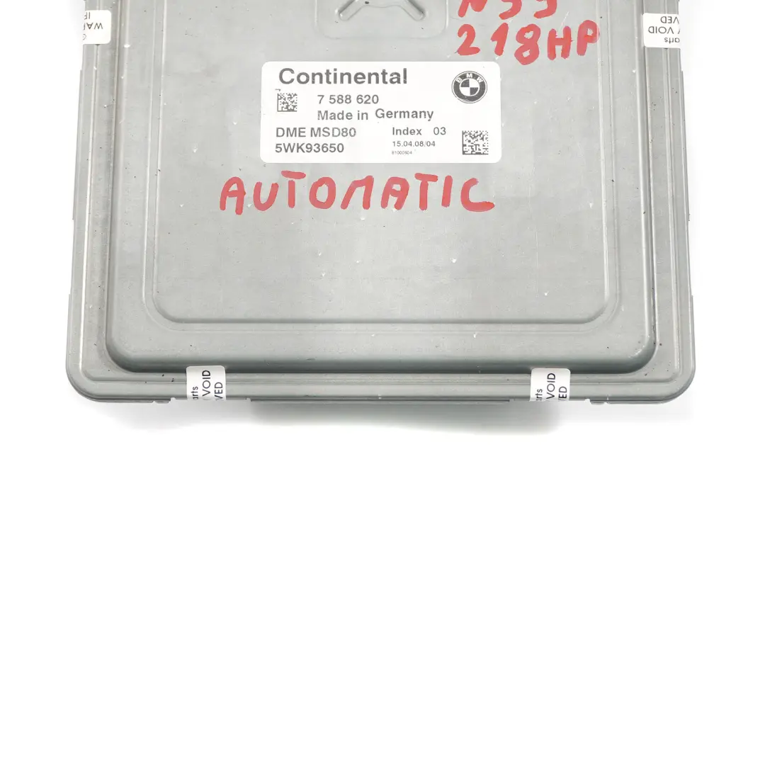 N53 218HP ECU Modulo motore DME Automatico per BMW E60 E90 325i 525i con numero di parte 7588620 BMW E60 E90 325i 525i N53 218HP ECU Modulo motore DME Automatico - SKU 7588620 - Numero di parte 7588620
