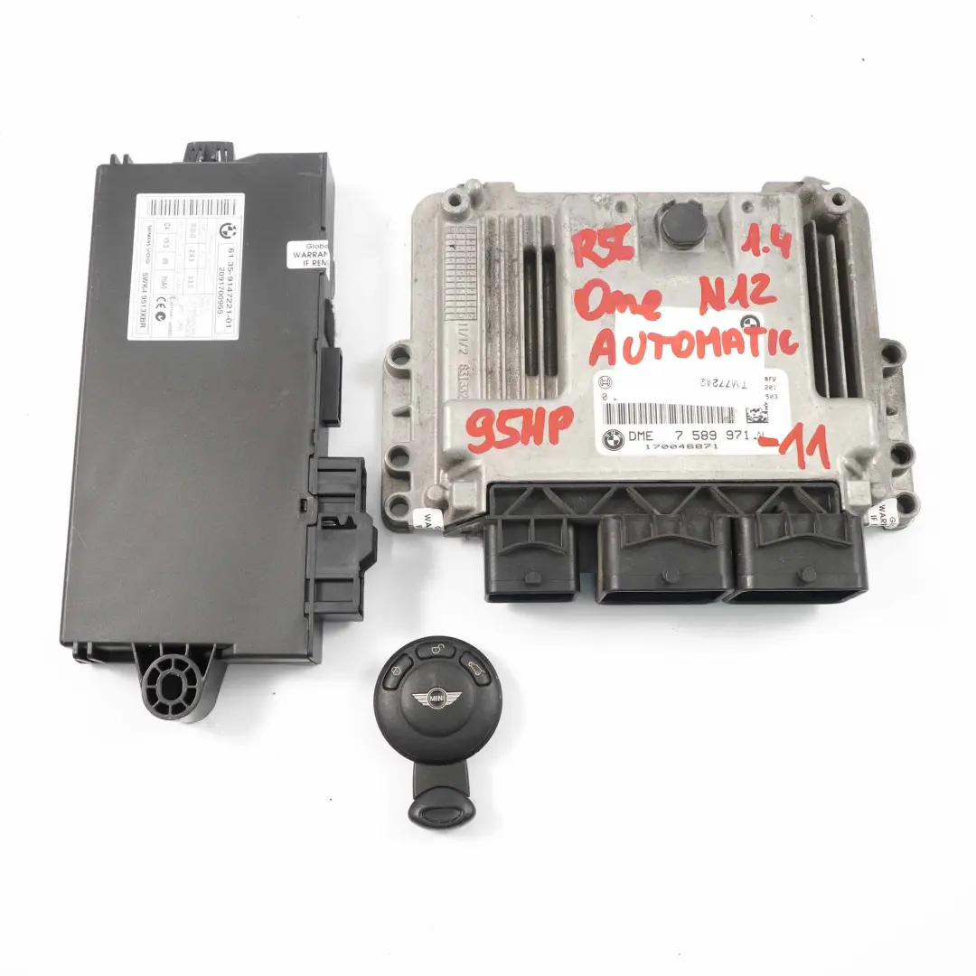 95PS ECU Commande DME CAS3 + CLE Automatique pour Mini One R56 N12 1.4 à propos du numéro de pièce 7589971 Mini One R56 N12 1.4 95PS ECU Commande DME CAS3 + CLE Automatique - SKU 7589971-11 - Numéro de pièce 7589971