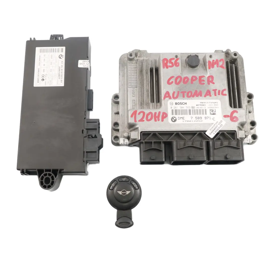 Mini Cooper R55 R56 R57 N12 1.6 120HP ECU Kit DME + CAS3 + Key Automatic - SKU 7589971-6 - Part number 7589971