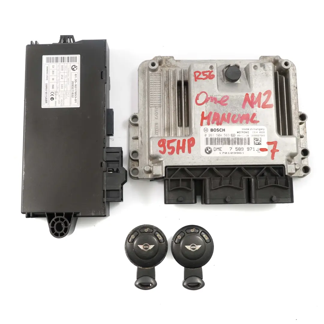 95HP Gasolina ECU Unidad Control Kit DME CAS3 Llaves para Mini R56 N12 1.4 con número de pieza 7589971 Mini R56 N12 1.4 95HP Gasolina ECU Unidad Control Kit DME CAS3 Llaves - SKU 7589971-7 - Número de pieza 7589971