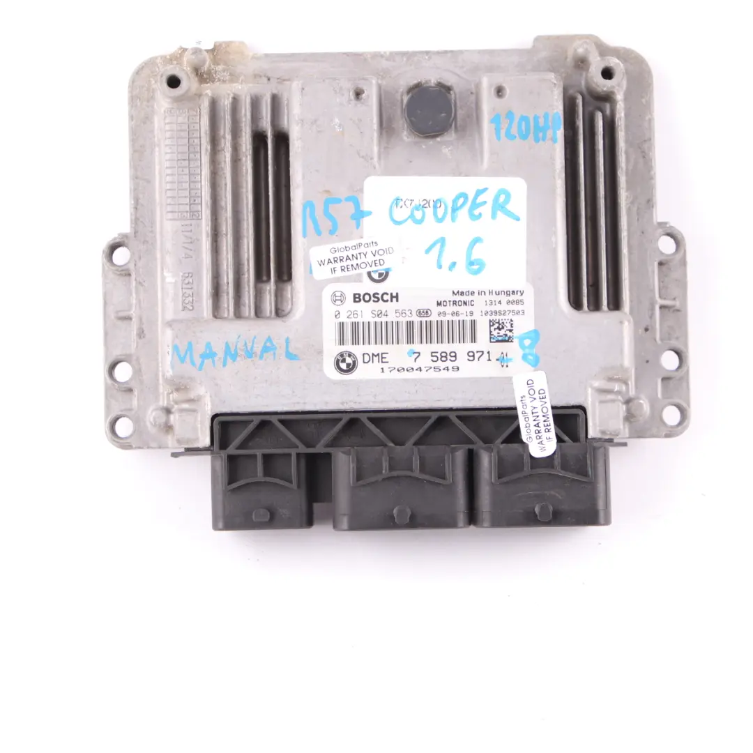 Mini Cooper R55 R56 Engine N12 1.6 120HP ECU Kit DME + CAS3 + Key Manual - SKU 7589971-8 - Part number 7589971