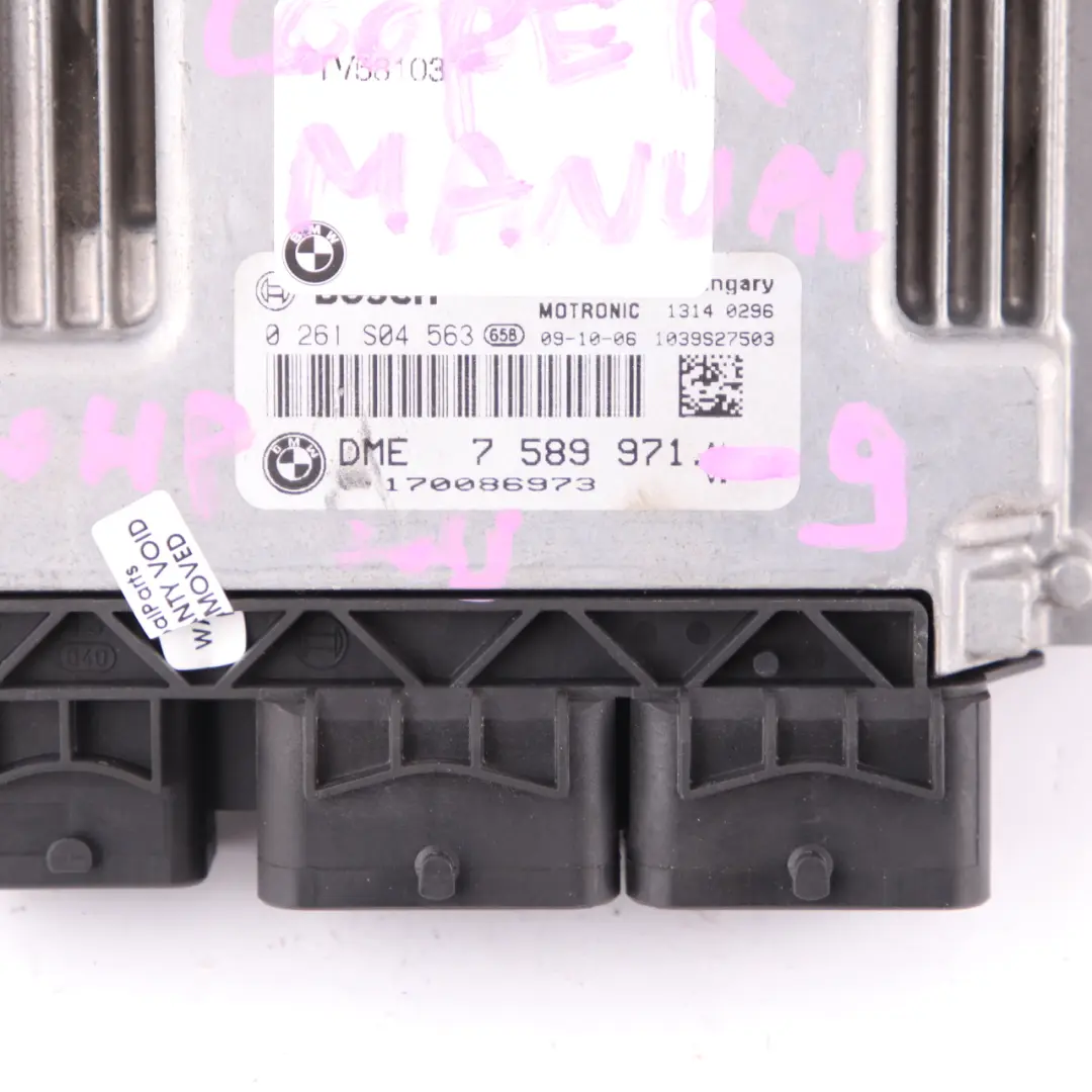 Mini Cooper R55 R56 N12 1.6 120HP ECU Kit DME CAS3 + Key Manual - SKU 7589971-9 - Part number 7589971