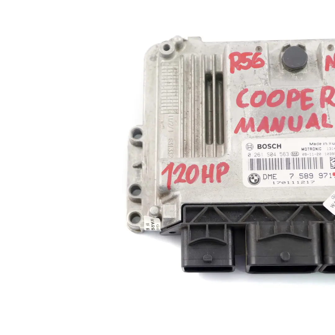 Benzina N12 120PS Motore Centralina Dme Cambio per Mini Cooper R56 con numero di parte 7589971 Mini Cooper R56 Benzina N12 120PS Motore Centralina Dme Cambio - SKU 7589971 - Numero di parte 7589971
