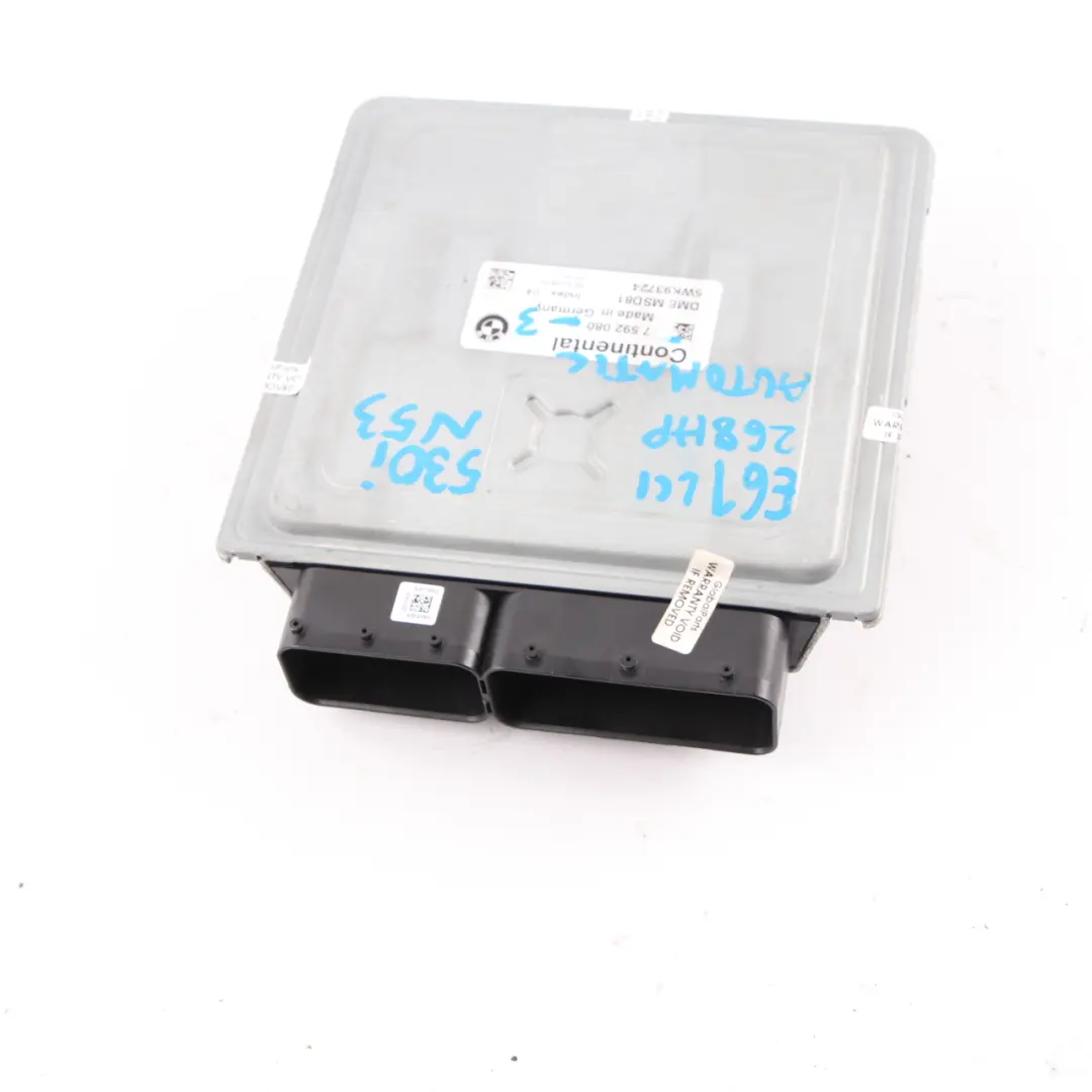 N53 218HP ECU Control Unit DME Automatic to BMW E60 E90 E91 LCI 330i 530i with Part number 7592080 BMW E60 E90 E91 LCI 330i 530i N53 218HP ECU Control Unit DME Automatic - SKU 7592080-3 - Part number 7592080