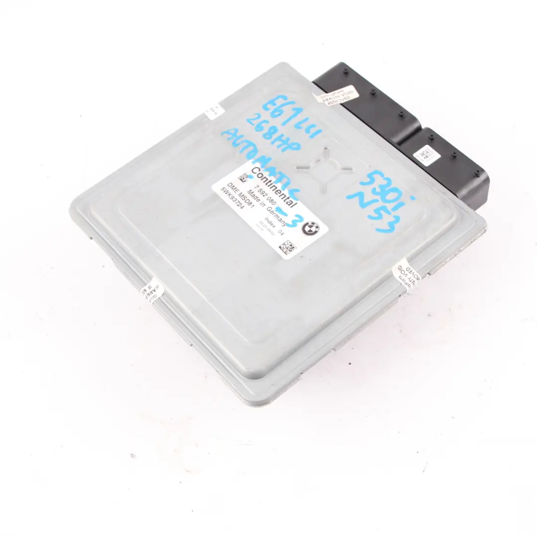 N53 218HP ECU Control Unit DME Automatic to BMW E60 E90 E91 LCI 330i 530i with Part number 7592080 BMW E60 E90 E91 LCI 330i 530i N53 218HP ECU Control Unit DME Automatic - SKU 7592080-3 - Part number 7592080