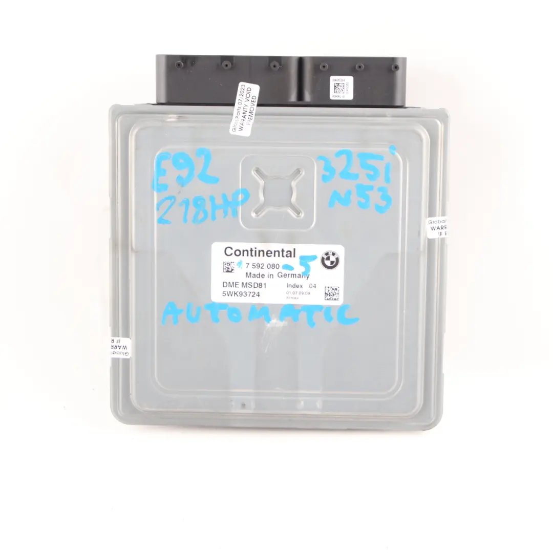 BMW E90 E91 LCI 325i N53 218HP Engine ECU Kit DME CAS3 Key Automatic - SKU 7592080-5 - Part number 7592080