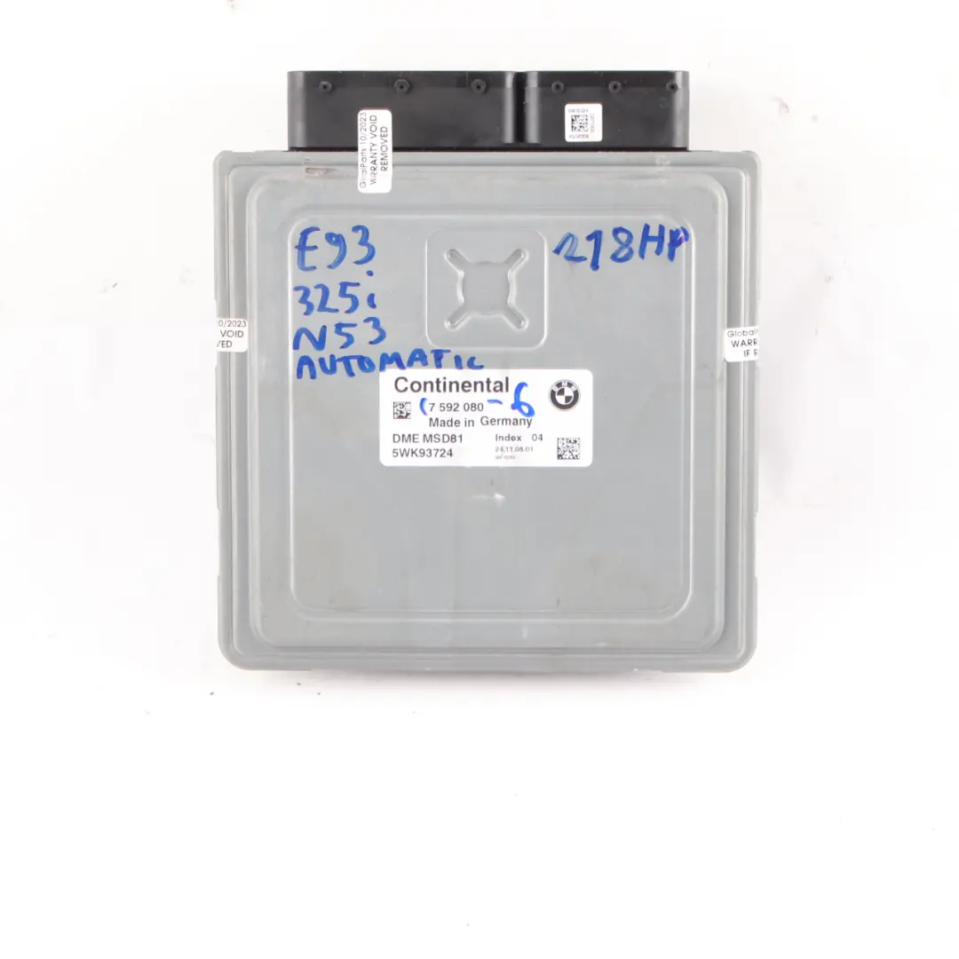N53 218HP Engine ECU Kit DME CAS3 Key Automatic to BMW E90 E91 LCI 325i with Part number 7592080 BMW E90 E91 LCI 325i N53 218HP Engine ECU Kit DME CAS3 Key Automatic - SKU 7592080-6 - Part number 7592080