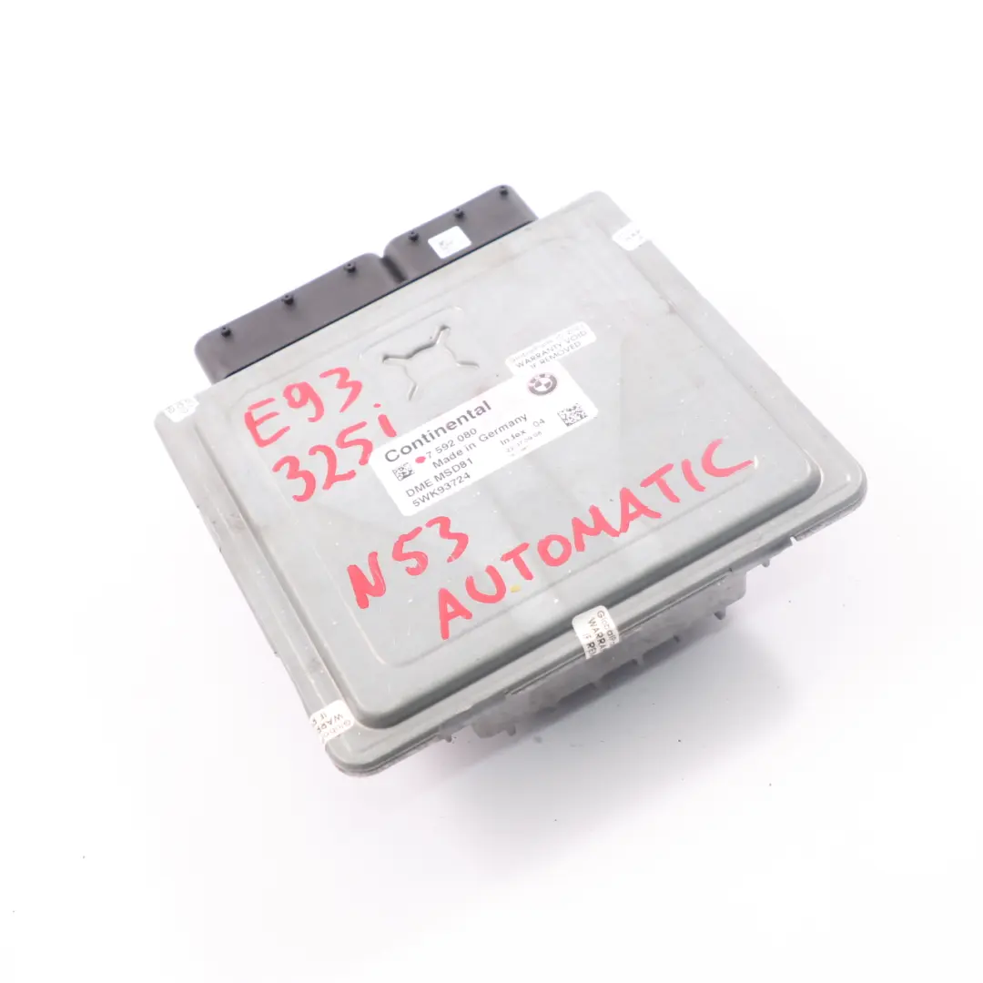 N53 218HP ECU Unità controllo motore DME Automatico per BMW E90 E91 LCI 325i con numero di parte 7592080 BMW E90 E91 LCI 325i N53 218HP ECU Unità controllo motore DME Automatico - SKU 7592080 - Numero di parte 7592080