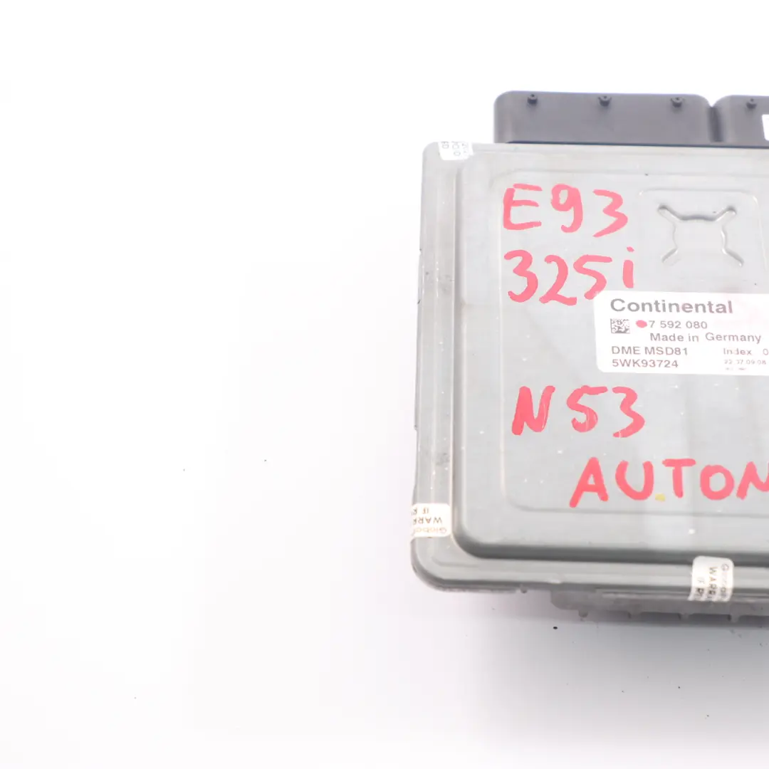 BMW 3 E90 E91 LCI 325i N53 218HP ECU Engine Control Unit DME Automatic - SKU 7592080 - Part number 7592080