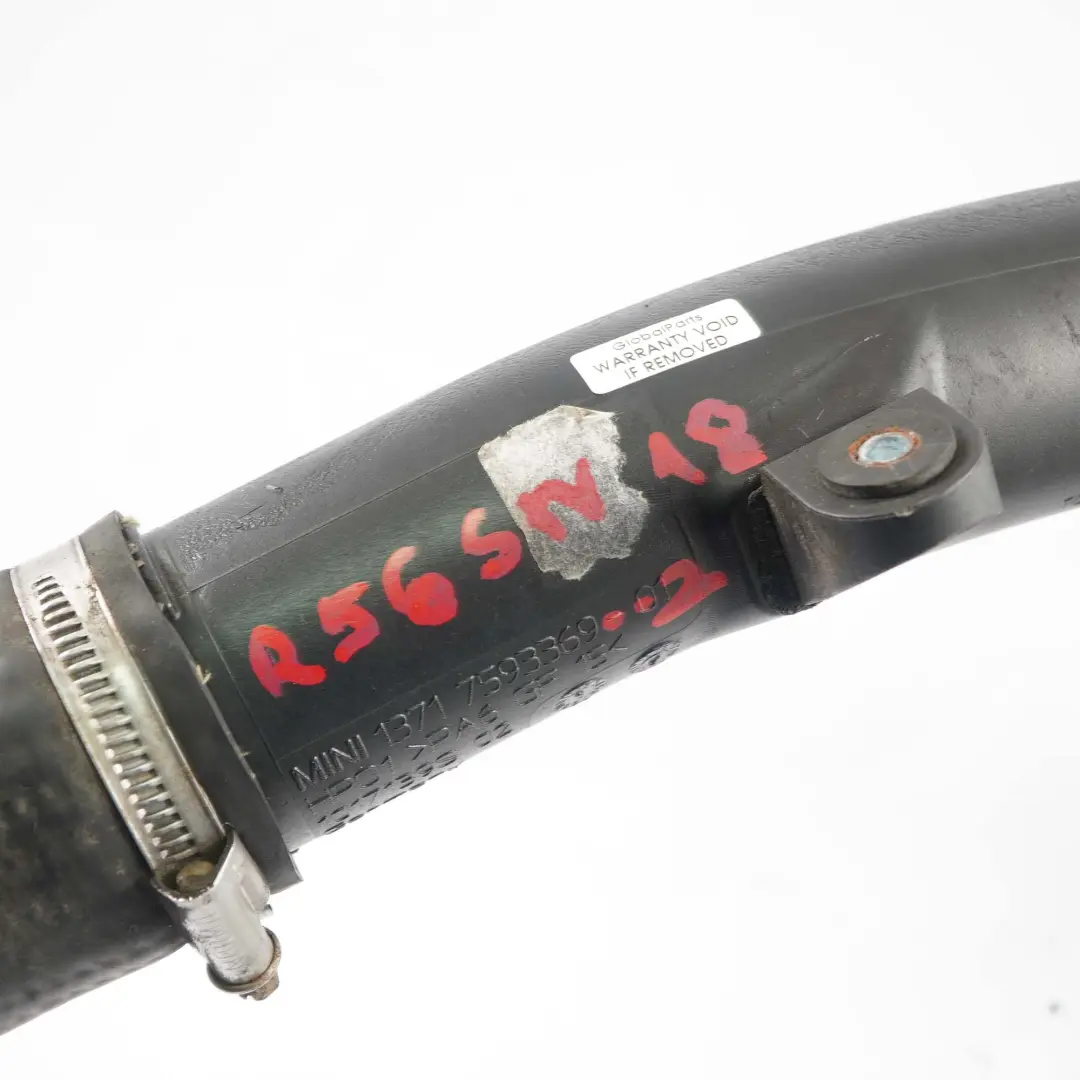 Ladeluftkühler Einlass Turbo Schlauchleitung für Mini Cooper S JCW R55 R56 N18 Motor mit Teilenummer 7593369 Mini Cooper S JCW R55 R56 N18 Motor Ladeluftkühler Einlass Turbo Schlauchleitung - SKU 7593369-2 - Teilenummer 7593369