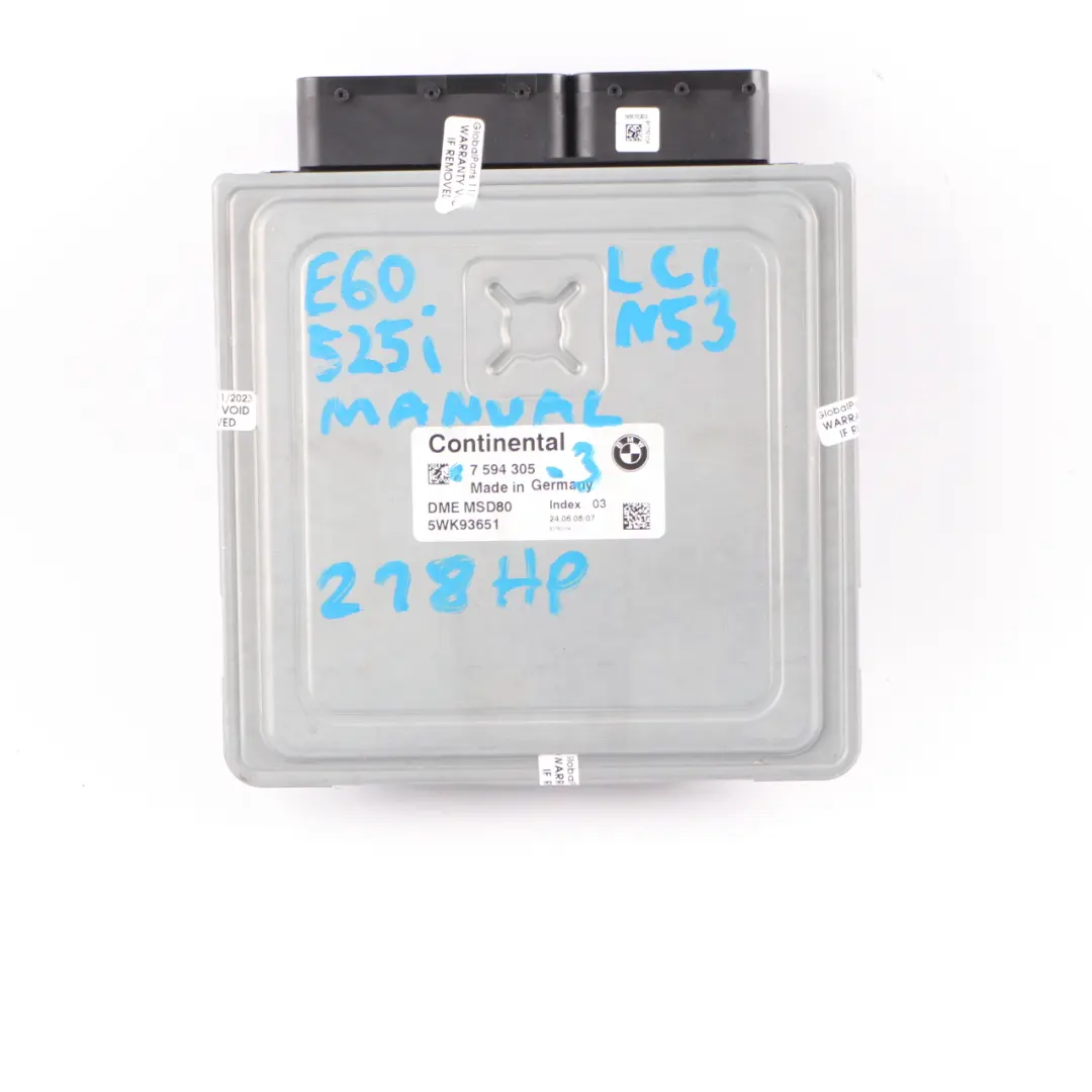 N53 218HP ECU Kit DME CAS3 + Key Manual to BMW E60 E90 E91 LCI 325i 525i with Part number 7594305 BMW E60 E90 E91 LCI 325i 525i N53 218HP ECU Kit DME CAS3 + Key Manual - SKU 7594305-3 - Part number 7594305