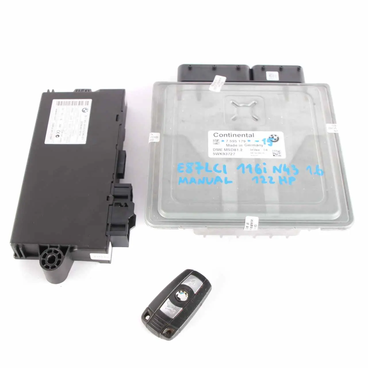 BMW E81 E87 LCI N43 116i 1.6 122HP ECU Control Unit Kit DME 7595179 CAS3 + Key