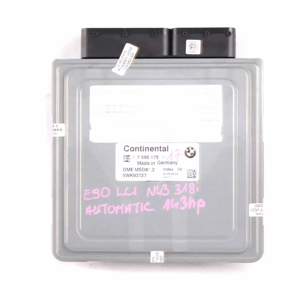  Kit Contrôle Électronique DME 7595179 CAS3 BMW E87 LCI E90 N43 118I 318I + Clé - SKU 7595179-17 - Numéro de pièce 7599881
