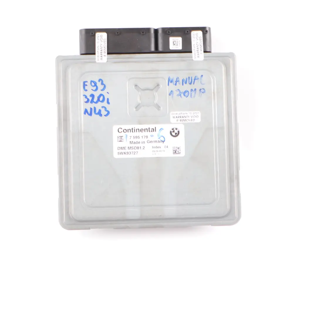 BMW E87 LCI E90 120i 320i N43 170HP ECU Kit DME CAS3 + Llave Automatico - SKU 7595179-6 - Número de pieza 7595179