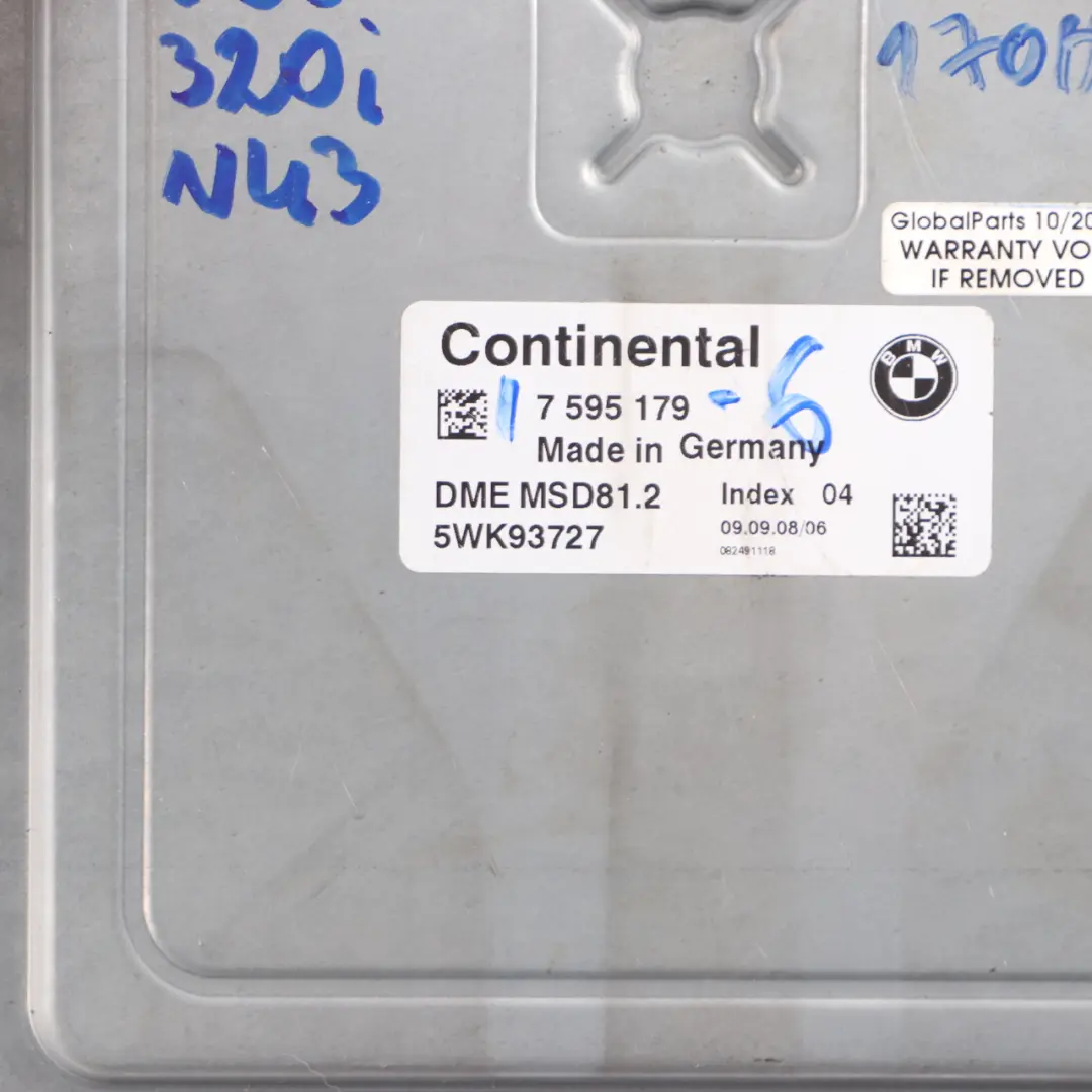 BMW E87 LCI E90 120i 320i N43 170HP ECU Komputer Silnika CAS3 Kluczyk - SKU 7595179-6 - Numer Części 7595179