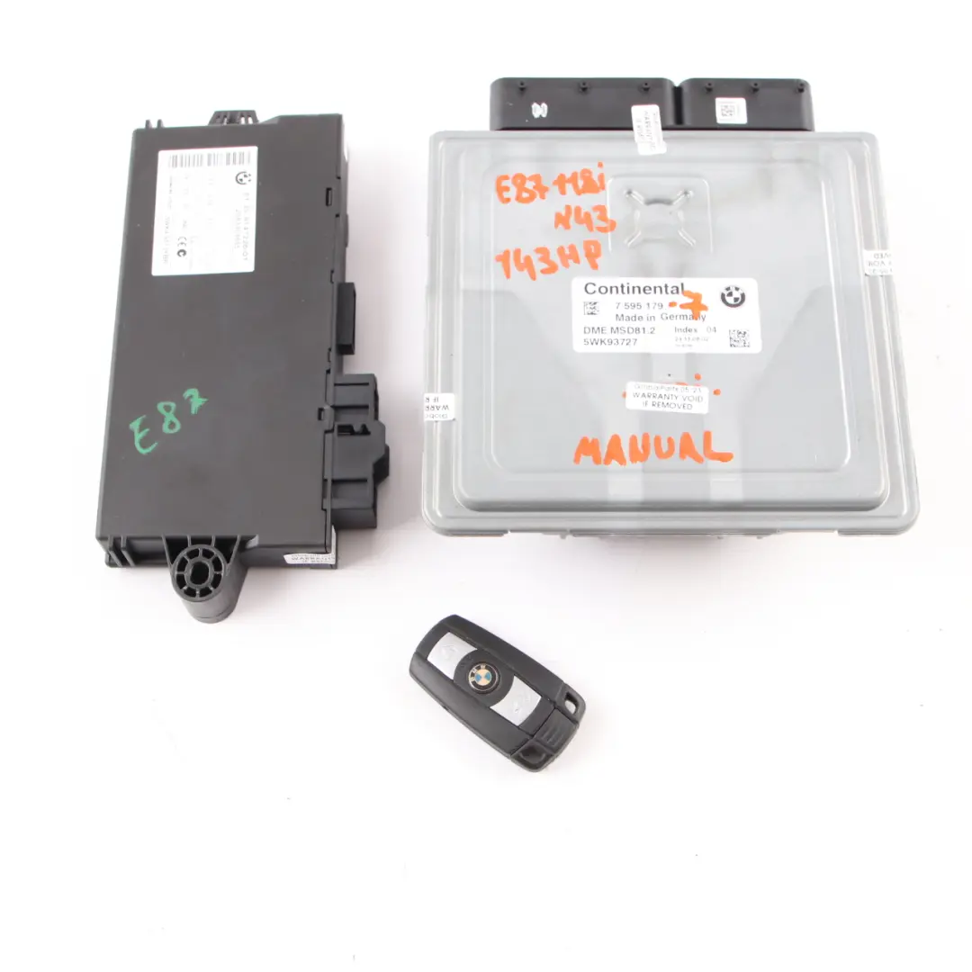 N43 118i 318i ECU Unidad de Control Kit DME CAS3 Clave para BMW E87 LCI E90 con número de pieza 7595179 BMW E87 LCI E90 N43 118i 318i ECU Unidad de Control Kit DME CAS3 Clave - SKU 7595179-7 - Número de pieza 7595179