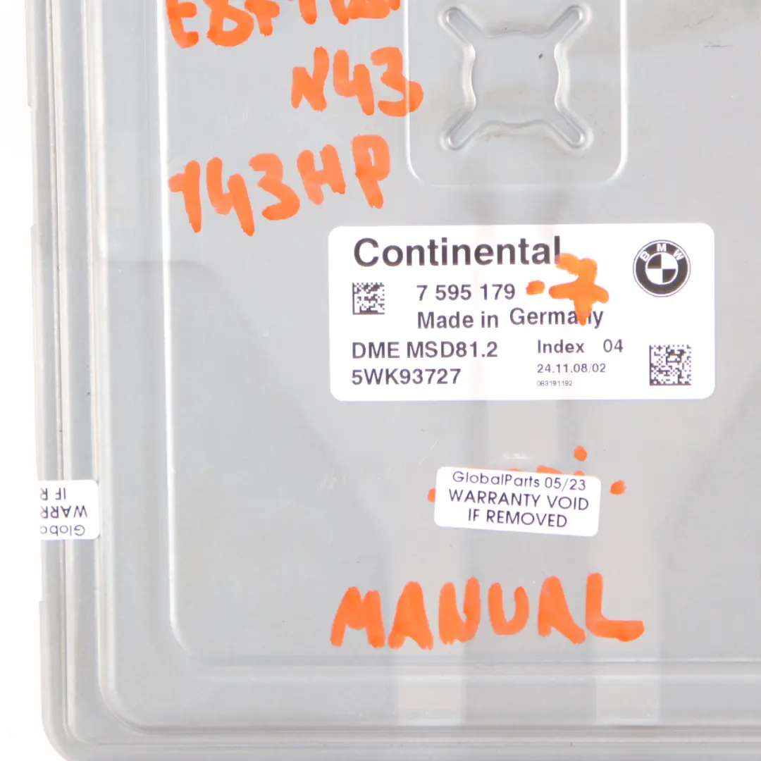 BMW E87 LCI E90 N43 118i 318i ECU Unidad de Control Kit DME CAS3 Clave - SKU 7595179-7 - Número de pieza 7595179