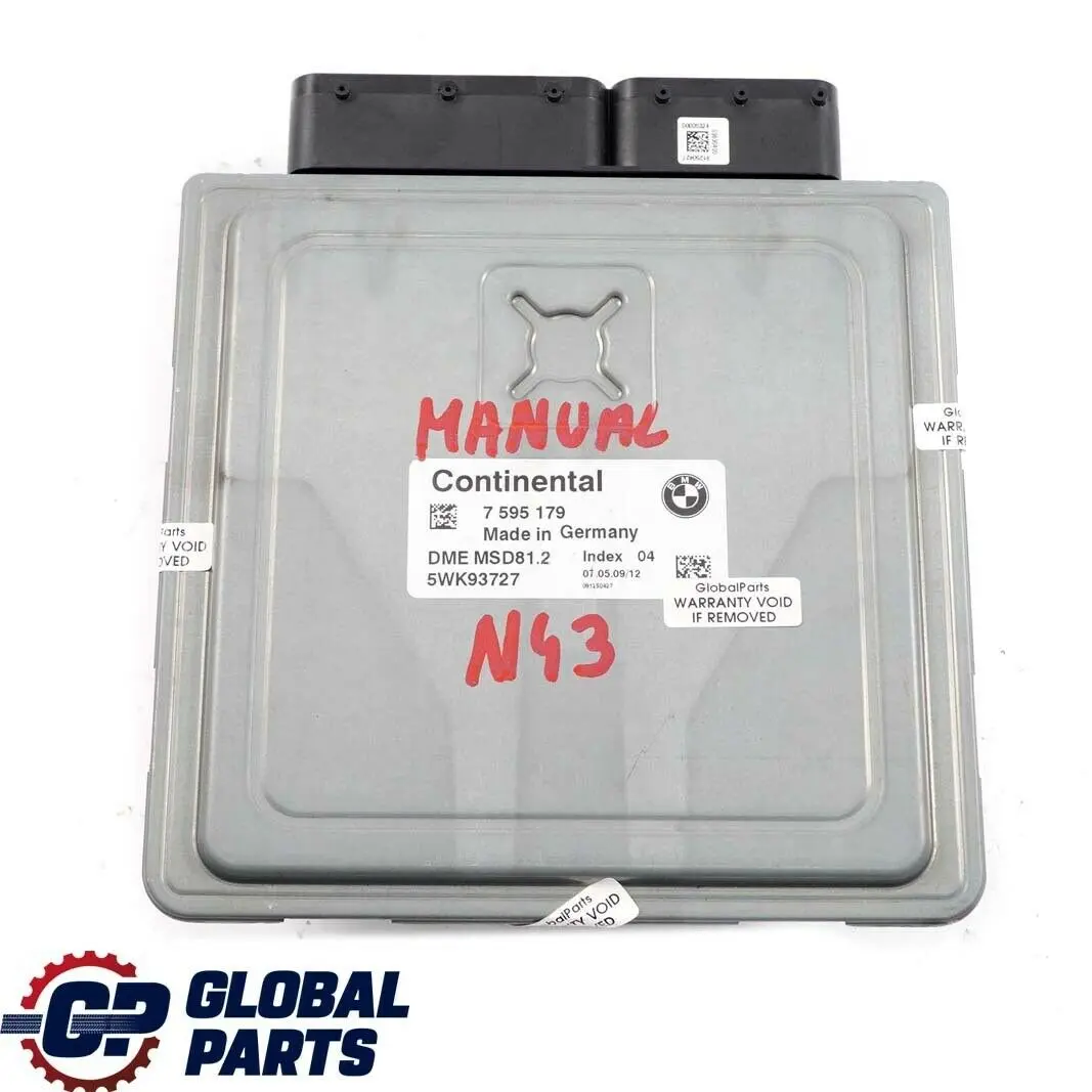 N43 Unité Contrôle Moteur ECU DME Manuel pour BMW E81 E87 LCI E90 E91 Petrol à propos du numéro de pièce 7595179 BMW E81 E87 LCI E90 E91 Petrol N43 Unité Contrôle Moteur ECU DME Manuel - SKU 7595179 - Numéro de pièce 7595179