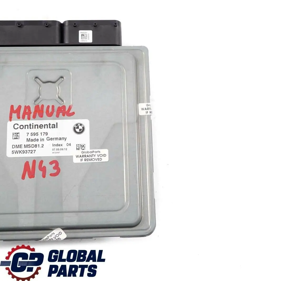 Benzina N43 Centralina Motore DME Manuale per BMW E81 E87 LCI E90 E91 con numero di parte 7595179 BMW E81 E87 LCI E90 E91 Benzina N43 Centralina Motore DME Manuale - SKU 7595179 - Numero di parte 7595179