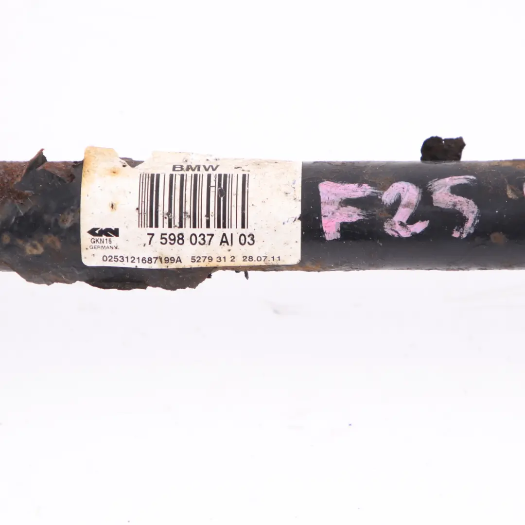 Shaft BMW X3 F25 X4 F26 Output Shaft Rear Axle Left N/S to Drive with Part number 7598037 Drive Shaft BMW X3 F25 X4 F26 Output Shaft Rear Axle Left N/S - SKU 7598037 - Part number 7598037