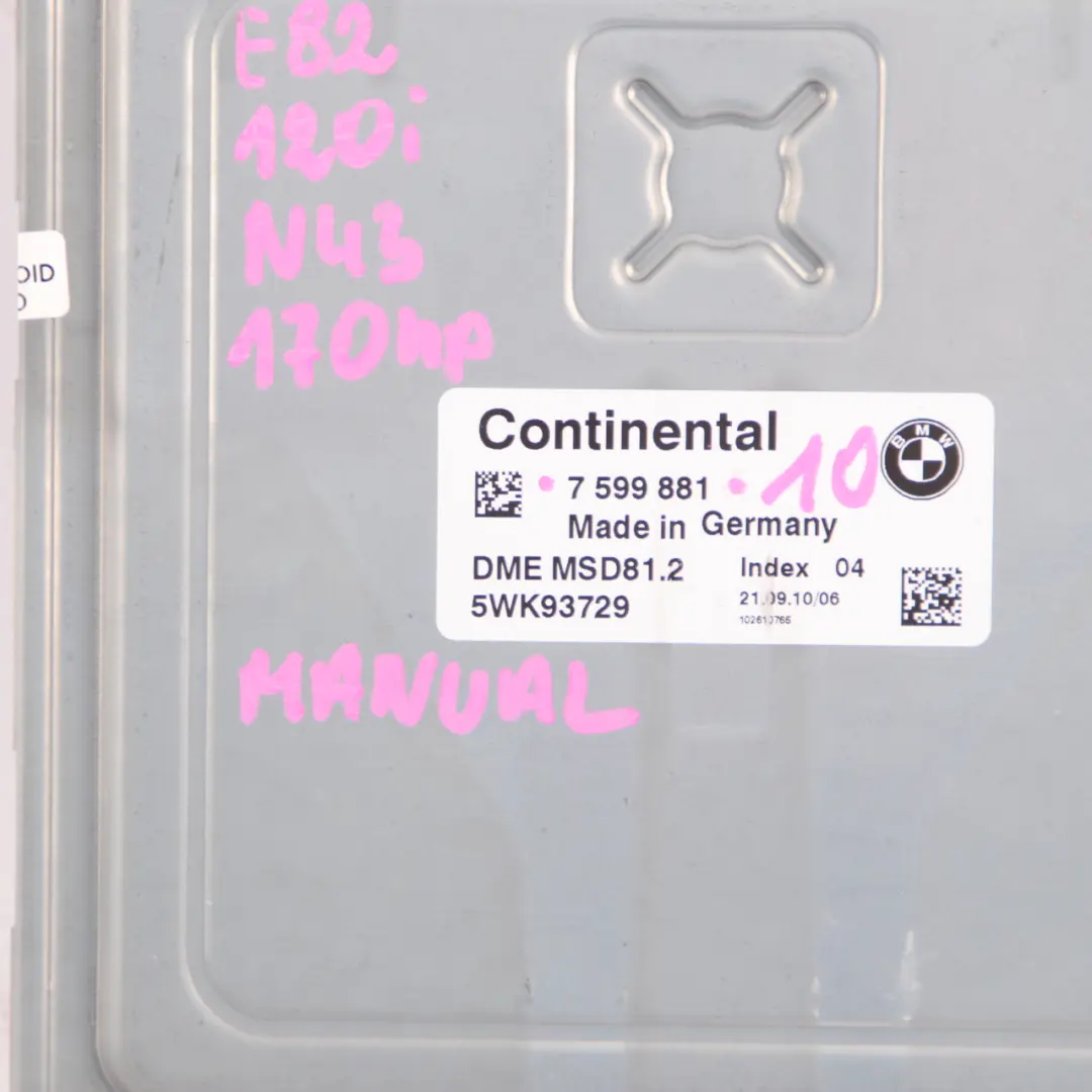 N43 170HP ECU KIT DME CAS3 Key Manual to BMW E87 LCI E90 120i 320i Petrol with Part number 7599881 BMW E87 LCI E90 120i 320i Petrol N43 170HP ECU KIT DME CAS3 Key Manual - SKU 7599881-10 - Part number 7599881