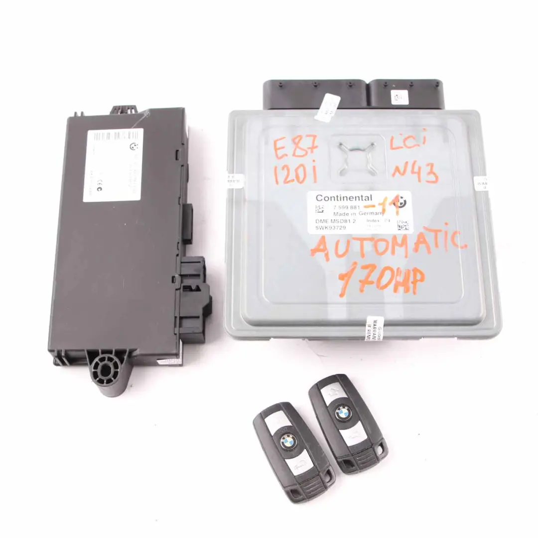 BMW E87 LCI E90 E91 120i 320i Petrol N43 170HP ECU KIT DME CAS3 + Key - SKU 7599881-11 - Part number 7599881