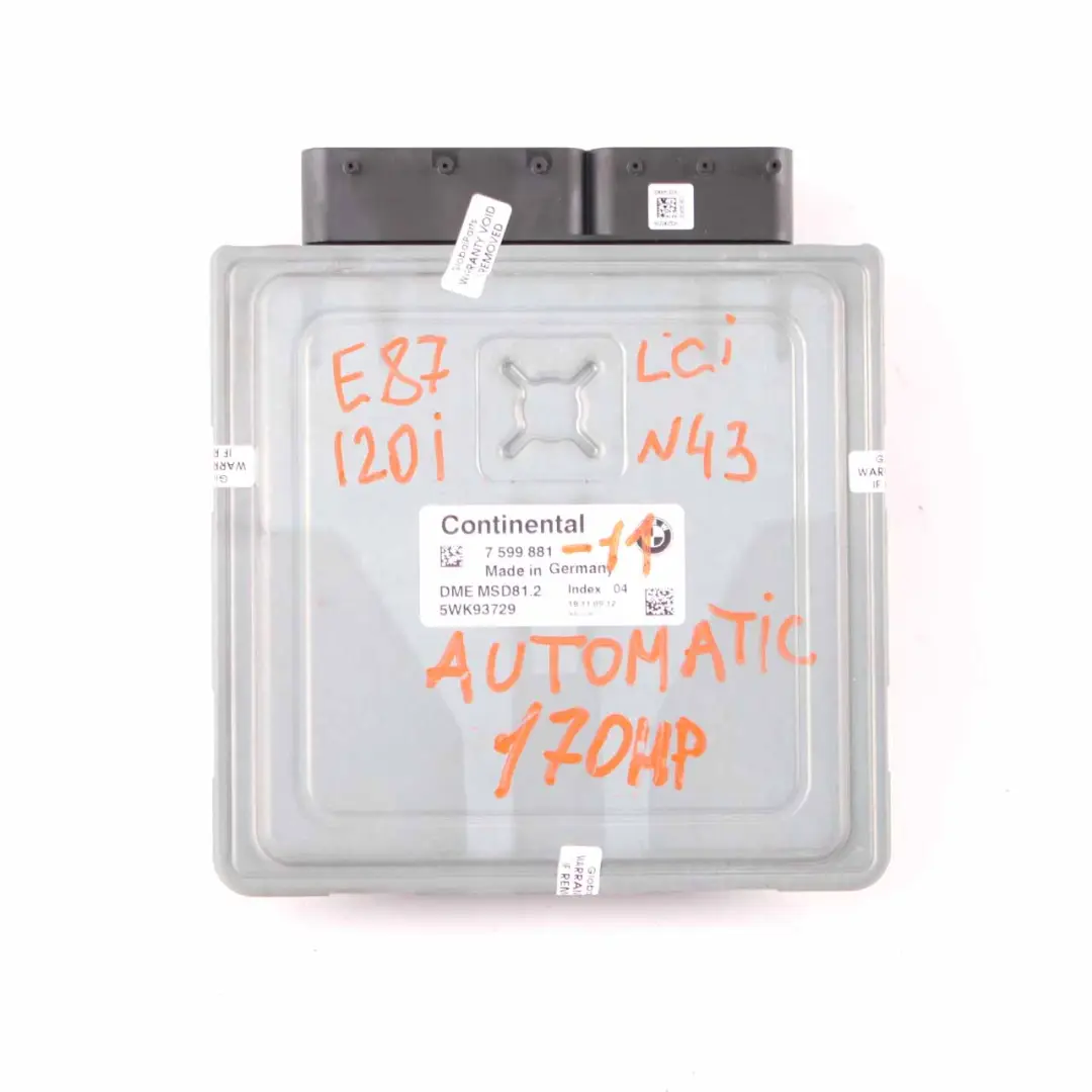 BMW E87 LCI E90 E91 120i 320i Petrol N43 170HP ECU KIT DME CAS3 + Key - SKU 7599881-11 - Part number 7599881