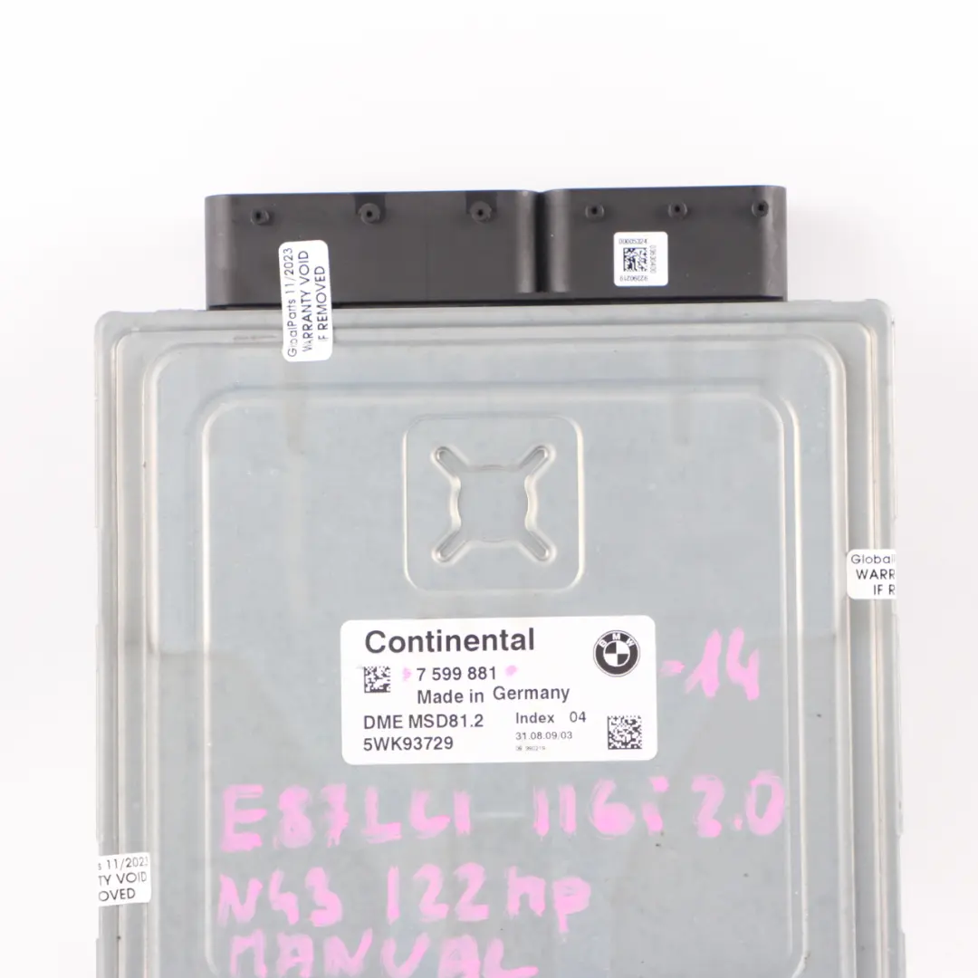 BMW E81 E87 LCI E90 E91 N43 Benzin Motor Steuergerät DME MSD812 - SKU 7599881-14 - Teilenummer 7599881
