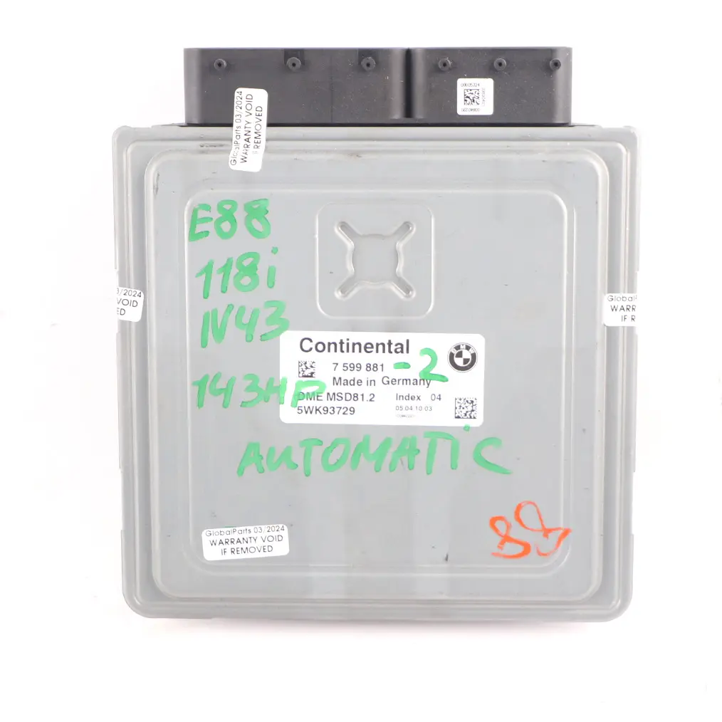 BMW E87 LCI E90 118i 318i N43 143HP ECU KIT DME CAS3 + Llave Automatico - SKU 7599881-2 - Número de pieza 7599881