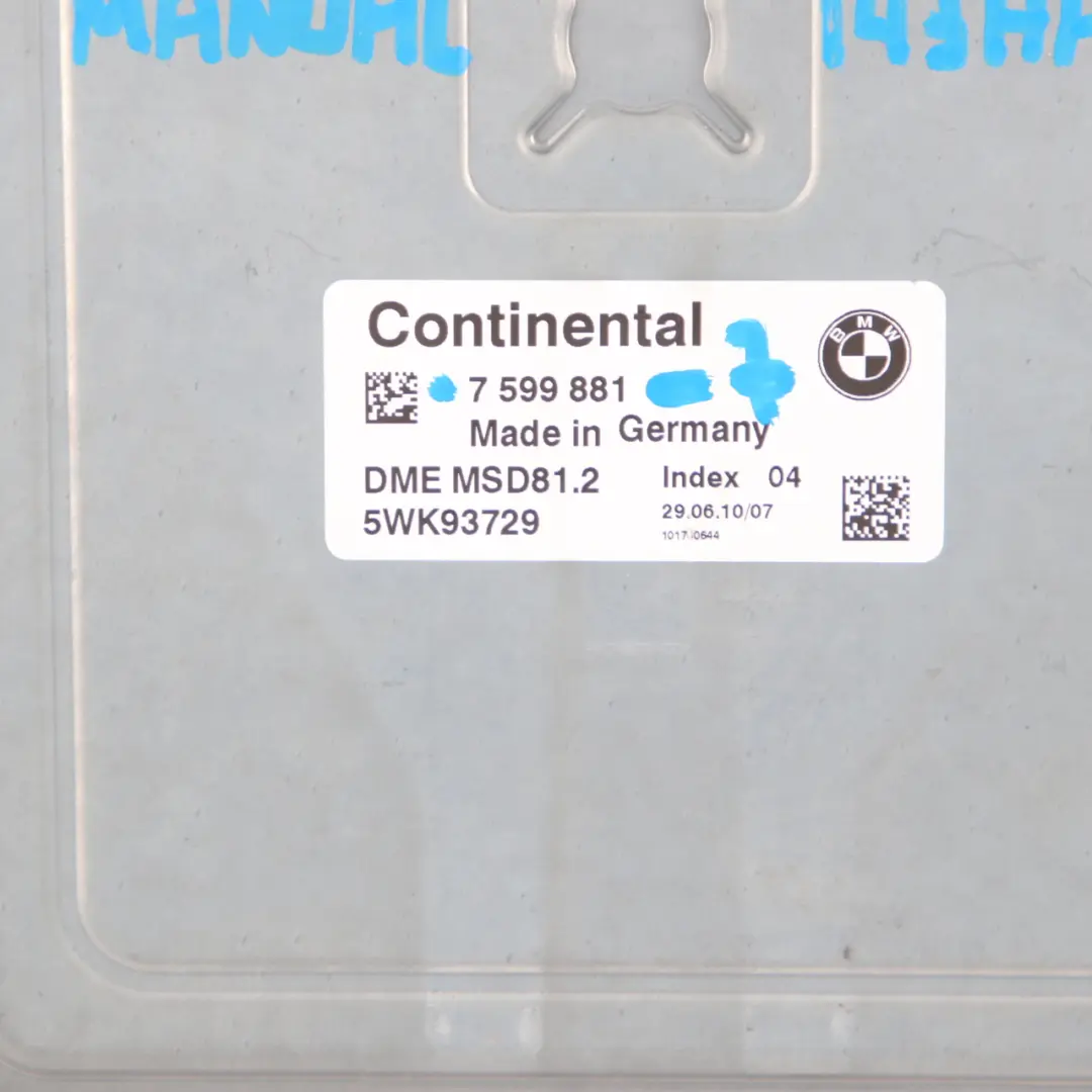 N43 ECU Kit DME CAS3 Key Manual BMW E87 LCI E90 118i 318i Petrol - SKU 7599881-7 - Part number 7599881