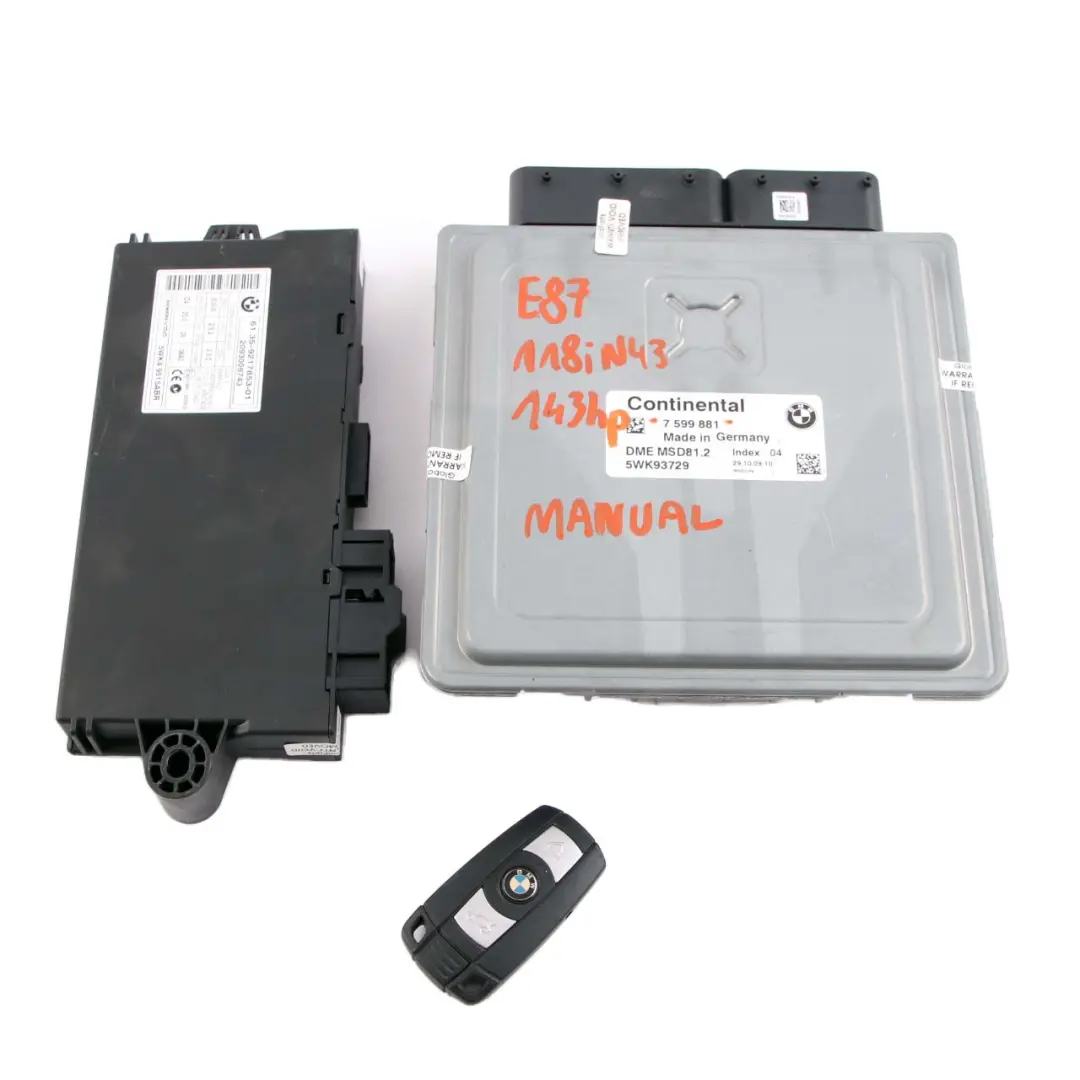 BMW E87 LCI E90 E91 118i 318i Benzina N43 143HP ECU KIT DME CAS3 Chiave - SKU 7599881-8 - Numero di parte 7599881