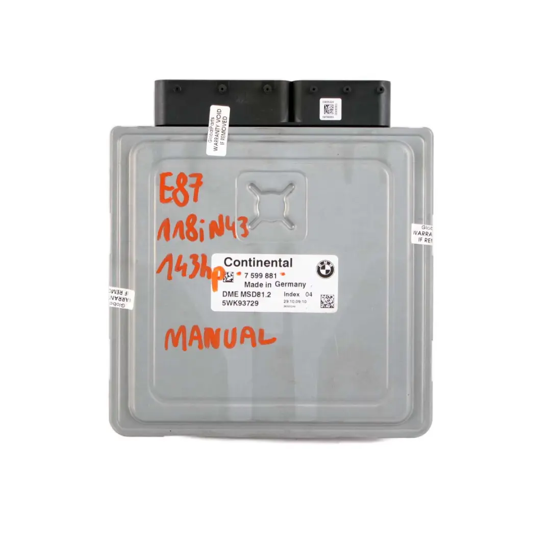BMW E87 LCI E90 E91 118i 318i Petrol N43 143HP ECU KIT DME CAS3 + Key - SKU 7599881-21 - Part number 7599881