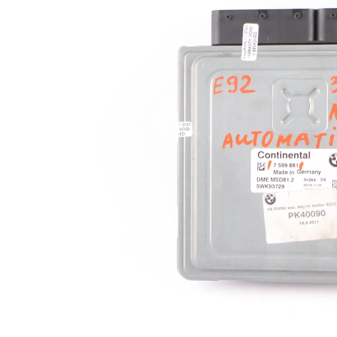 N43 Benzin Motor Steuergerät DME MSD812 für BMW 1 3 er E81 E87 LCI E90 E91 mit Teilenummer 7599881 BMW 1 3 er E81 E87 LCI E90 E91 N43 Benzin Motor Steuergerät DME MSD812 - SKU 7599881 - Teilenummer 7599881