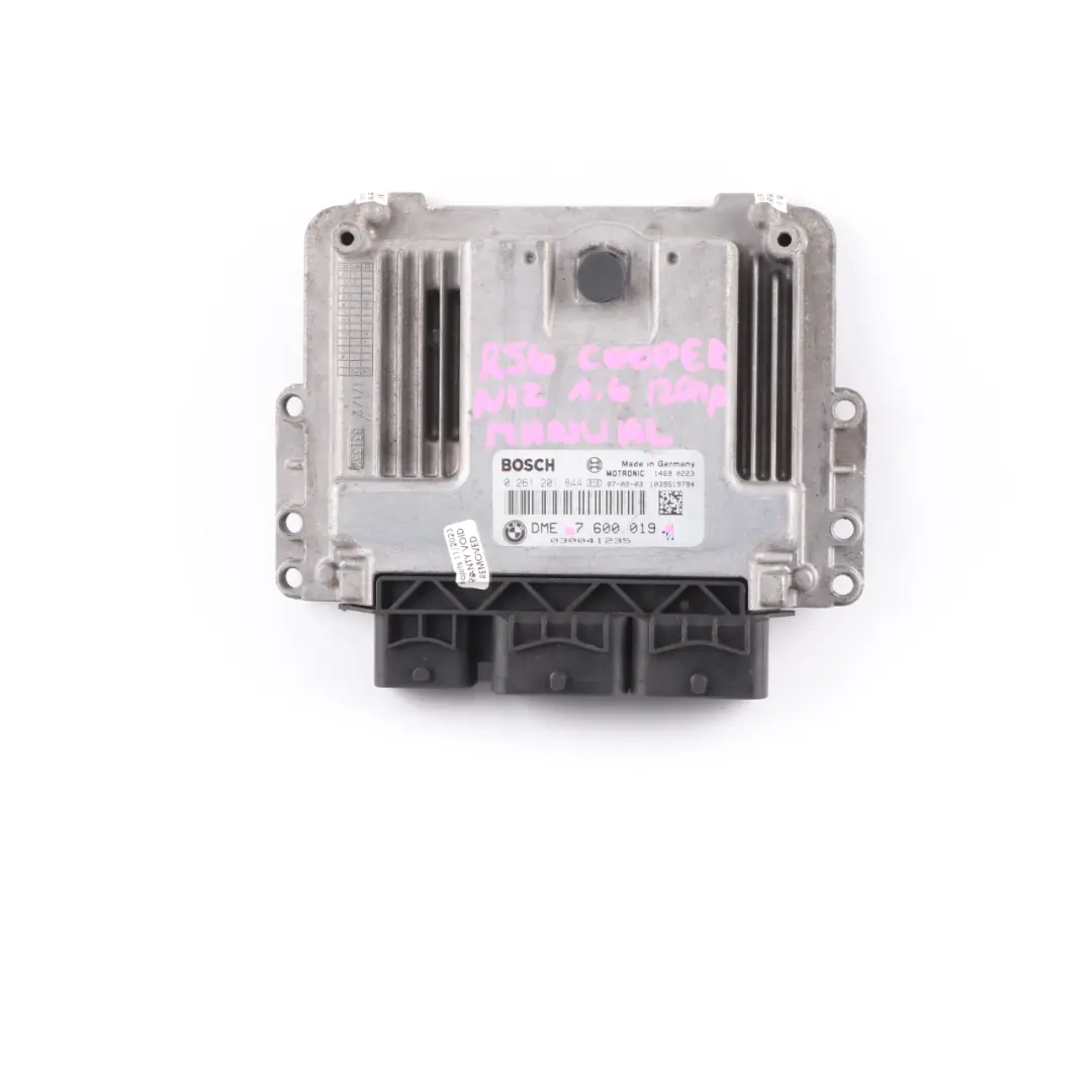 Mini Cooper R55 R56 N12 1.6 120HP Petrol Engine Control Unit ECU Manual - SKU 7600019 - Part number 7600019