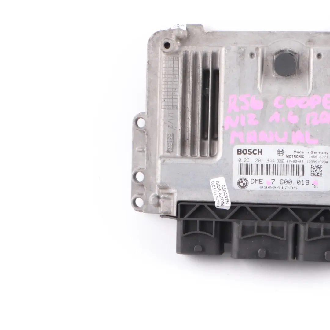 Mini Cooper R55 R56 N12 1.6 120HP Petrol Engine Control Unit ECU Manual - SKU 7600019 - Part number 7600019