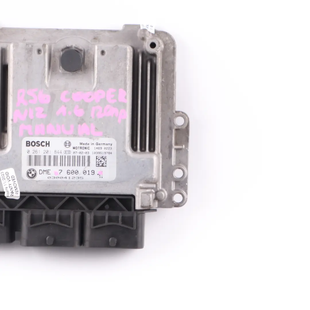Mini Cooper R55 R56 N12 1.6 120HP Petrol Engine Control Unit ECU Manual - SKU 7600019 - Part number 7600019