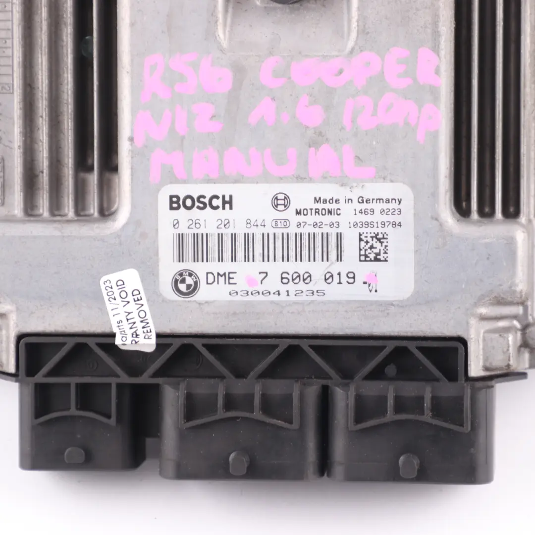 Mini Cooper R55 R56 N12 1.6 120HP Petrol Engine Control Unit ECU Manual - SKU 7600019 - Part number 7600019