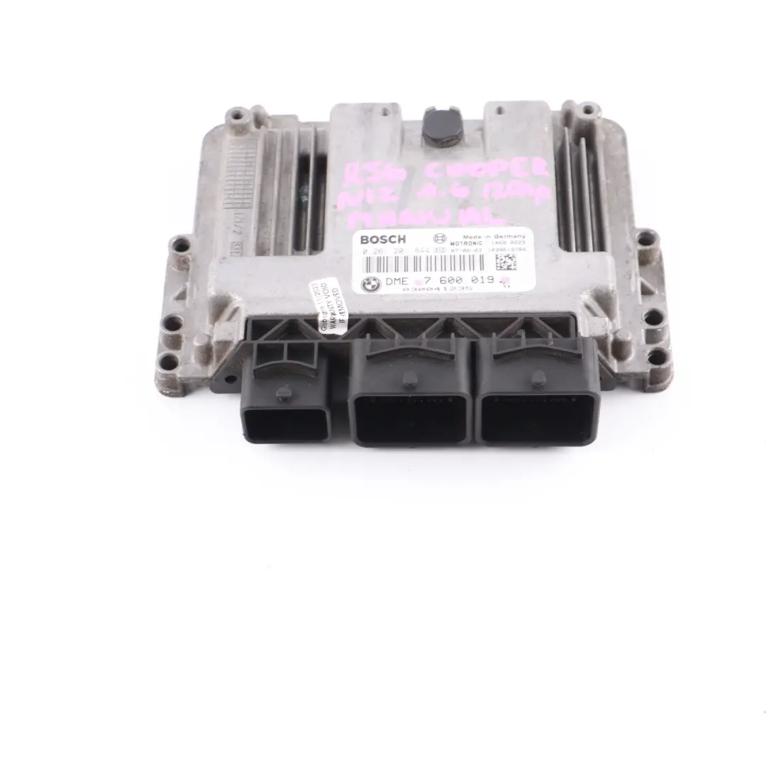 Mini Cooper R55 R56 N12 1.6 120HP Petrol Engine Control Unit ECU Manual - SKU 7600019 - Part number 7600019