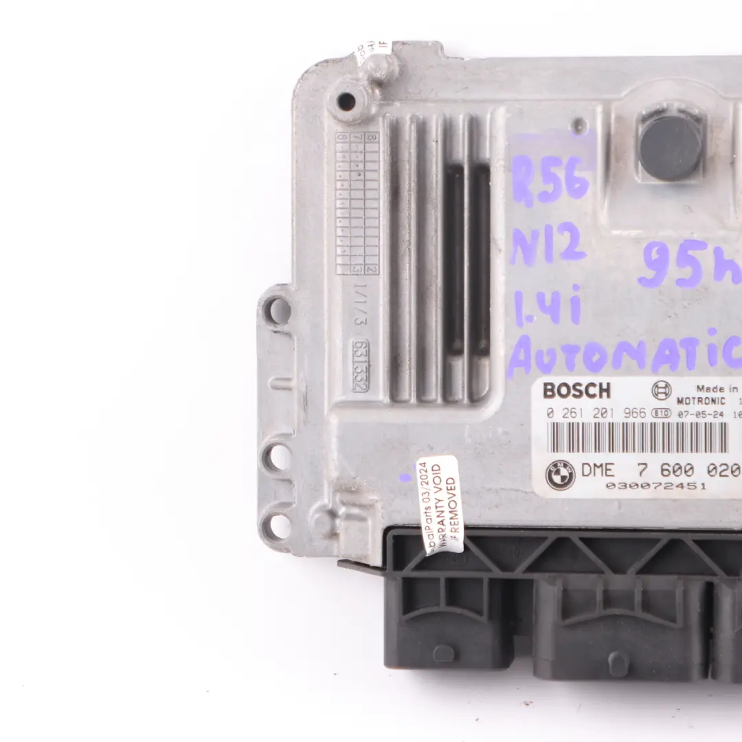 95HP Motor Unidad Control Módulo ECU DME Automático para Mini One R56 N12 1.4 con número de pieza 7600020 Mini One R56 N12 1.4 95HP Motor Unidad Control Módulo ECU DME Automático - SKU 7600020-11 - Número de pieza 7600020