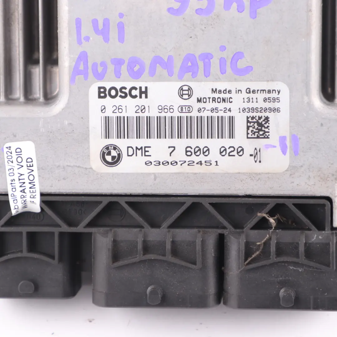 Mini One R56 N12 1.4 95HP Engine Control Unit Module ECU DME Automatic - SKU 7600020-11 - Part number 7600020