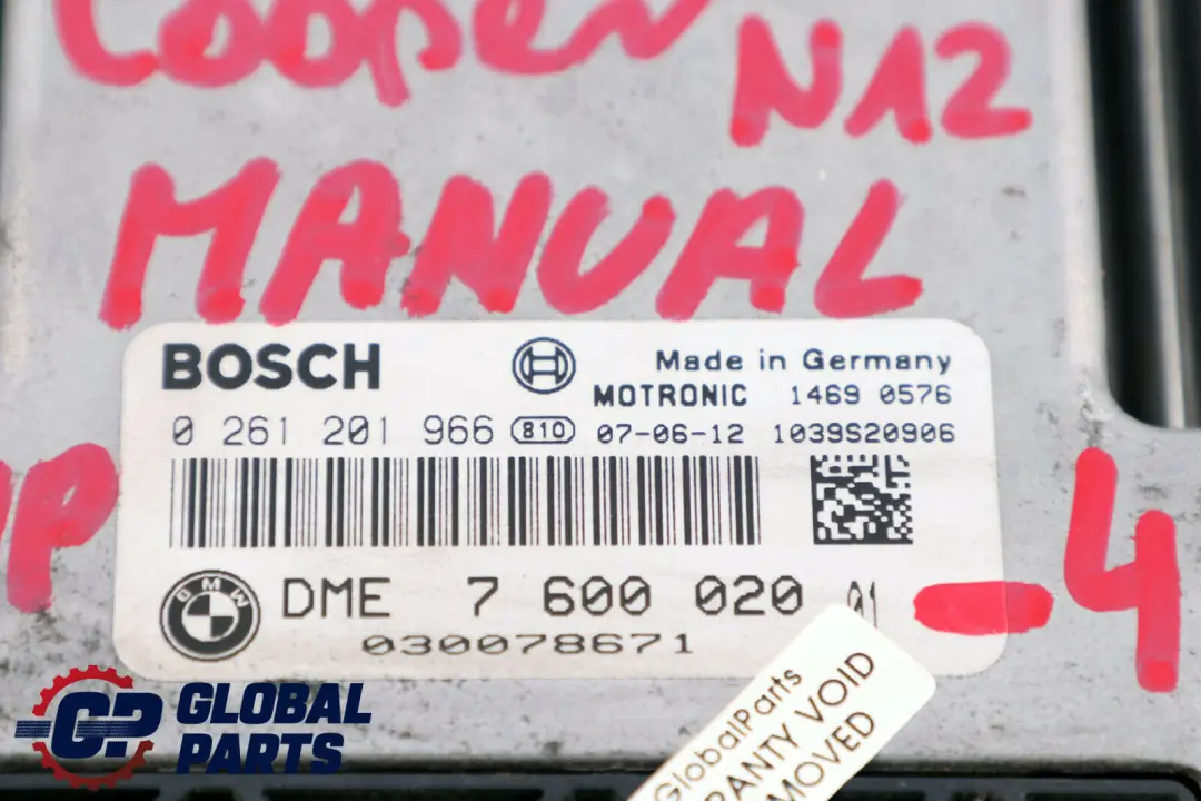 Mini Cooper R55 R56 N12 1.6 120HP ECU Kit DME CAS3 Key Manual - SKU 7600020-4 - Part number 7600020