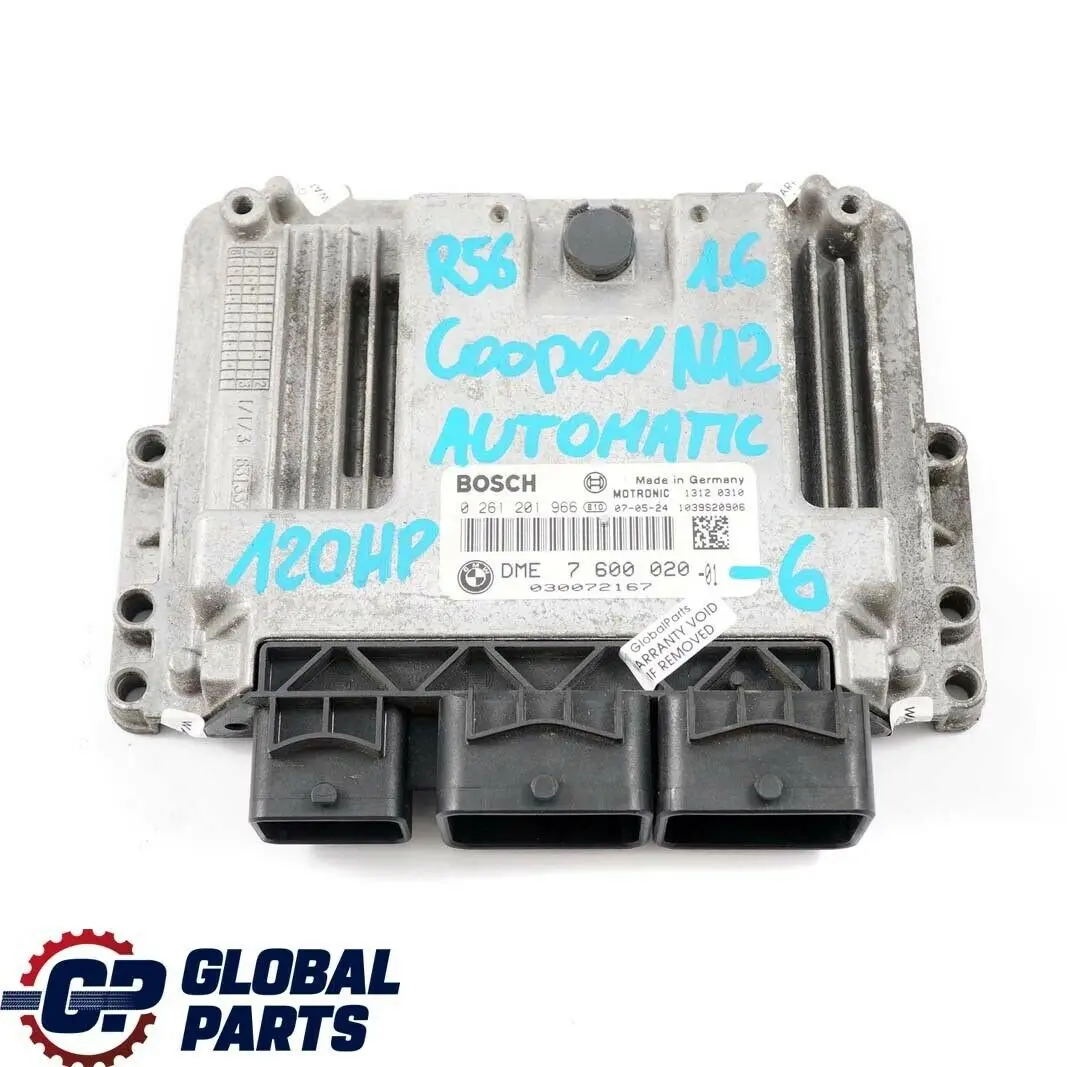 120HP Steuergerät DME + CAS3 + Schlüssel für Mini Cooper R55 R56 N12 1.6 mit Teilenummer 7600020 Mini Cooper R55 R56 N12 1.6 120HP Steuergerät DME + CAS3 + Schlüssel - SKU 7600020-6 - Teilenummer 7600020