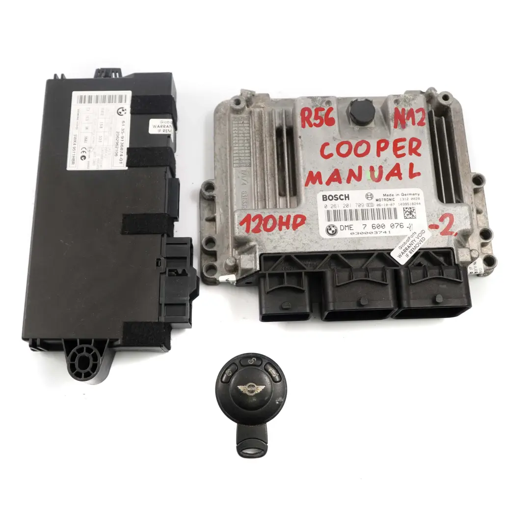 120HP ECU Kit DME CAS3 Chiave Manuale per Mini Cooper R55 R56 N12 1.6 con numero di parte 7600076 Mini Cooper R55 R56 N12 1.6 120HP ECU Kit DME CAS3 Chiave Manuale - SKU 7600076-2 - Numero di parte 7600076