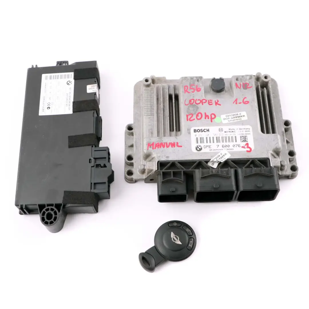 Mini Cooper R55 R56 N12 1.6 120HP ECU Kit DME CAS3 Key Manual - SKU 7600076-3 - Part number 7600076