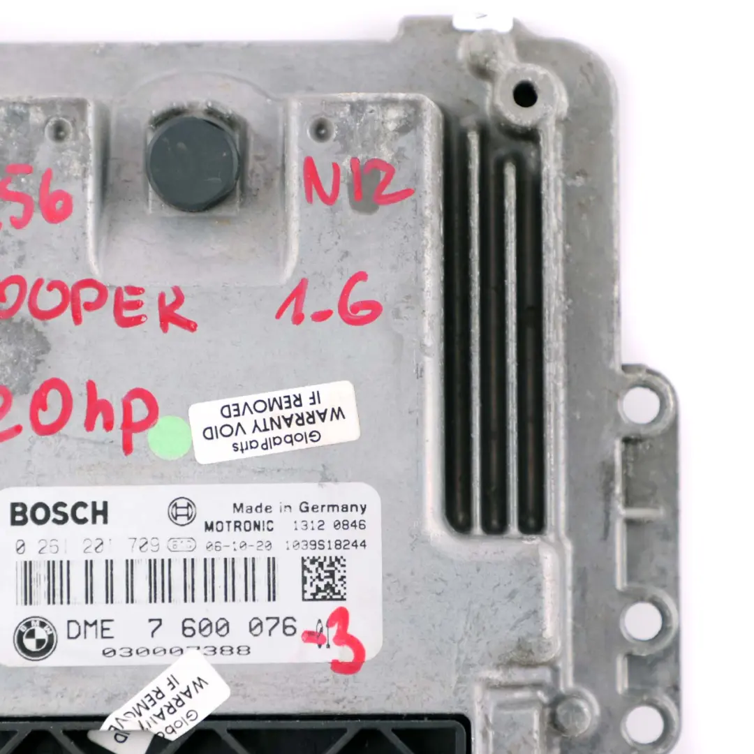 Mini Cooper R55 R56 N12 1.6 120HP ECU Kit DME CAS3 Key Manual - SKU 7600076-3 - Part number 7600076