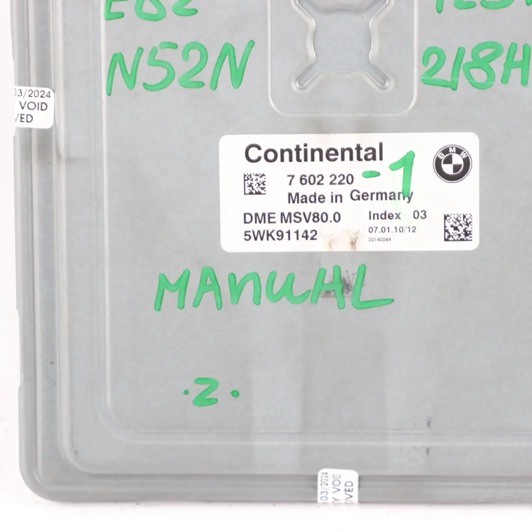 BMW E82 125i Petrol N52N ECU Engine Control ECU Kit 5WK91142 Key CAS3 - SKU 7602220-1 - Part number 7602220