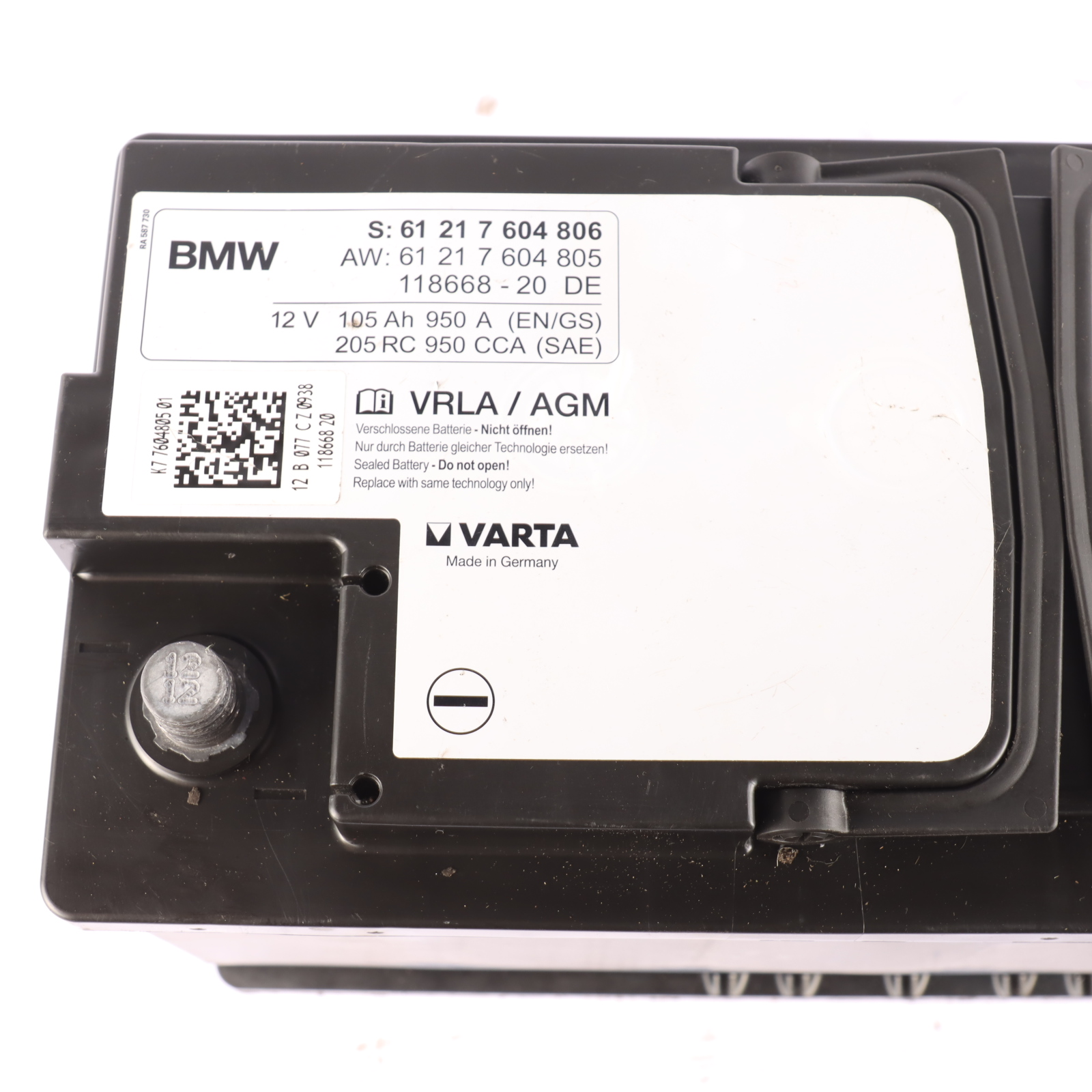 BMW Varta VRLA / AGM 12V Accumulator Battery 105Ah 950A 7604806