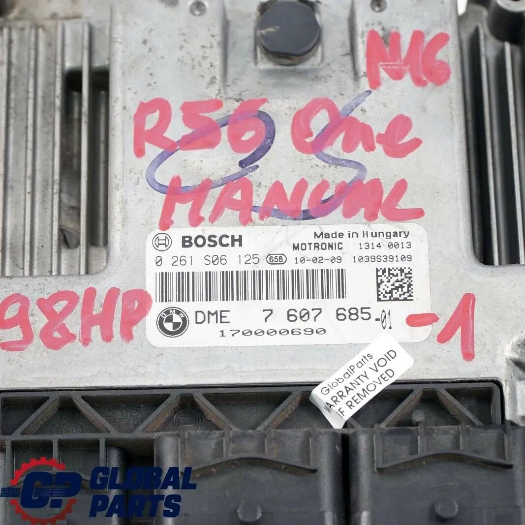 Mini R56 R57 LCI One N16 1.6 98HP Petrol Engine ECU Kit DME CAS3 + Key - SKU 7607685-1 - Part number 7607685