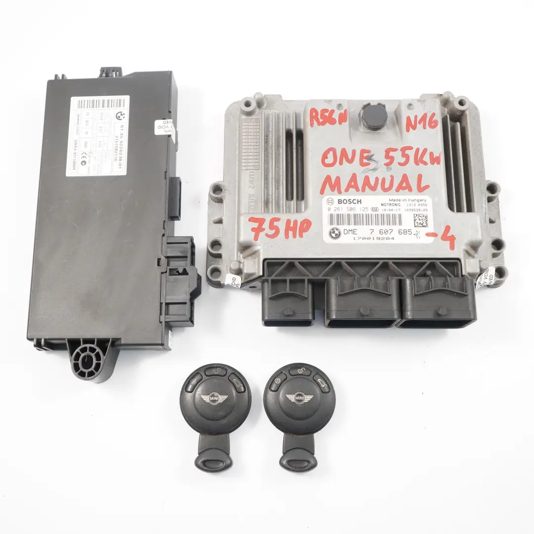 55Kw N16 75Hp Benzina Motore Ecu Kit Dme Cas3 + Chiavi per Mini R56 LCI One con numero di parte 7607685 Mini R56 LCI One 55Kw N16 75Hp Benzina Motore Ecu Kit Dme Cas3 + Chiavi - SKU 7607685-4 - Numero di parte 7607685